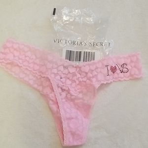 Victoria's Secret Lacie Thong NEW Pink One Size XS